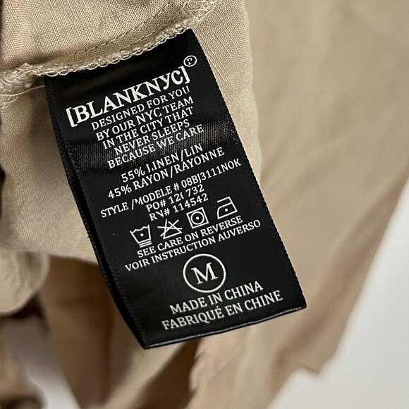 BLANK NYC Linen Blend Button Up Romper in Tan Size Medium - Picture 10 of 10